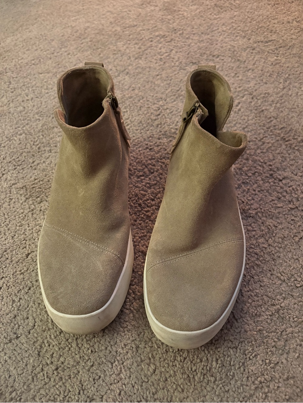 Toms Women’s Taupe Suede Zip-Up Ankle Boots